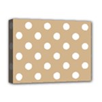 Polka Dots - White on Tan Brown Deluxe Canvas 16  x 12  (Stretched)