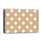 Polka Dots - White on Tan Brown Deluxe Canvas 18  x 12  (Stretched)