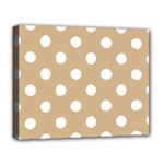Polka Dots - White on Tan Brown Deluxe Canvas 20  x 16  (Stretched)