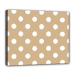Polka Dots - White on Tan Brown Deluxe Canvas 24  x 20  (Stretched)