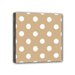 Polka Dots - White on Tan Brown Mini Canvas 4  x 4  (Stretched)