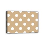 Polka Dots - White on Tan Brown Mini Canvas 6  x 4  (Stretched)