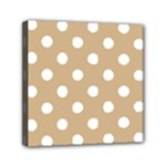 Polka Dots - White on Tan Brown Mini Canvas 6  x 6  (Stretched)