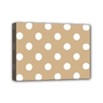 Polka Dots - White on Tan Brown Mini Canvas 7  x 5  (Stretched)