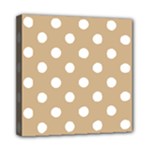 Polka Dots - White on Tan Brown Mini Canvas 8  x 8  (Stretched)