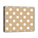 Polka Dots - White on Tan Brown Canvas 10  x 8  (Stretched)