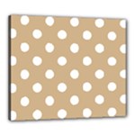 Polka Dots - White on Tan Brown Canvas 24  x 20  (Stretched)