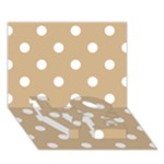 Polka Dots - White on Tan Brown LOVE Bottom 3D Greeting Card (7x5)