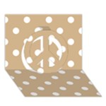 Polka Dots - White on Tan Brown Peace Sign 3D Greeting Card (7x5)