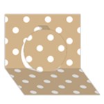 Polka Dots - White on Tan Brown Circle 3D Greeting Card (7x5)