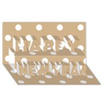 Polka Dots - White on Tan Brown Happy New Year 3D Greeting Card (8x4)