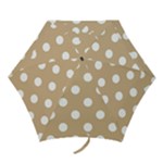 Polka Dots - White on Tan Brown Mini Umbrella