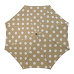Polka Dots - White on Tan Brown Golf Umbrella