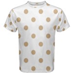 Polka Dots - Tan Brown on White Men s Cotton Tee