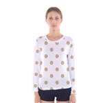 Polka Dots - Tan Brown on White Women s Long Sleeve T-shirt