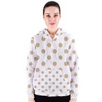 Polka Dots - Tan Brown on White Women s Zipper Hoodie