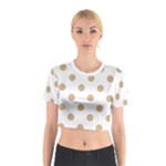 Polka Dots - Tan Brown on White Cotton Crop Top
