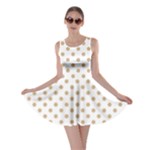 Polka Dots - Tan Brown on White Skater Dress