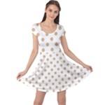 Polka Dots - Tan Brown on White Cap Sleeve Dress