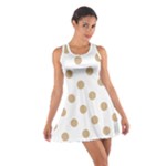 Polka Dots - Tan Brown on White Cotton Racerback Dress
