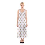 Polka Dots - Tan Brown on White Full Print Maxi Dress