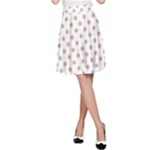 Polka Dots - Tan Brown on White A-Line Skirt