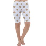 Polka Dots - Tan Brown on White Cropped Leggings