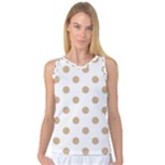 Polka Dots - Tan Brown on White Women s Basketball Tank Top