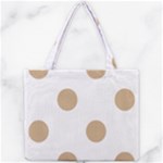 Polka Dots - Tan Brown on White Mini Tote Bag