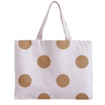 Polka Dots - Tan Brown on White Zipper Mini Tote Bag
