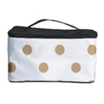Polka Dots - Tan Brown on White Cosmetic Storage Case