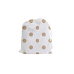 Polka Dots - Tan Brown on White Drawstring Pouch (S)