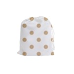 Polka Dots - Tan Brown on White Drawstring Pouch (M)