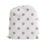 Polka Dots - Tan Brown on White Drawstring Pouch (XXl)