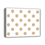 Polka Dots - Tan Brown on White Deluxe Canvas 14  x 11  (Stretched)
