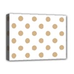 Polka Dots - Tan Brown on White Deluxe Canvas 16  x 12  (Stretched)