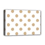 Polka Dots - Tan Brown on White Deluxe Canvas 18  x 12  (Stretched)