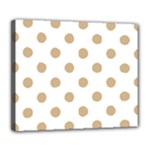 Polka Dots - Tan Brown on White Deluxe Canvas 24  x 20  (Stretched)