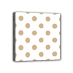 Polka Dots - Tan Brown on White Mini Canvas 4  x 4  (Stretched)