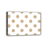 Polka Dots - Tan Brown on White Mini Canvas 6  x 4  (Stretched)