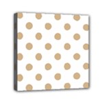 Polka Dots - Tan Brown on White Mini Canvas 6  x 6  (Stretched)