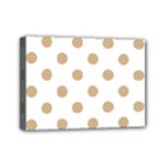 Polka Dots - Tan Brown on White Mini Canvas 7  x 5  (Stretched)