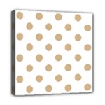 Polka Dots - Tan Brown on White Mini Canvas 8  x 8  (Stretched)