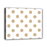 Polka Dots - Tan Brown on White Canvas 10  x 8  (Stretched)