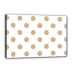Polka Dots - Tan Brown on White Canvas 18  x 12  (Stretched)