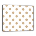 Polka Dots - Tan Brown on White Canvas 20  x 16  (Stretched)