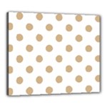 Polka Dots - Tan Brown on White Canvas 24  x 20  (Stretched)