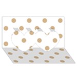 Polka Dots - Tan Brown on White Twin Hearts 3D Greeting Card (8x4)