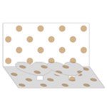 Polka Dots - Tan Brown on White Twin Heart Bottom 3D Greeting Card (8x4)