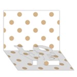 Polka Dots - Tan Brown on White LOVE Bottom 3D Greeting Card (7x5)